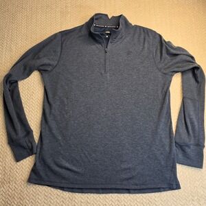 Rabbit EZ Zip Mens Running Pullover Heather Blue Quarter Zip XL Thumbholes